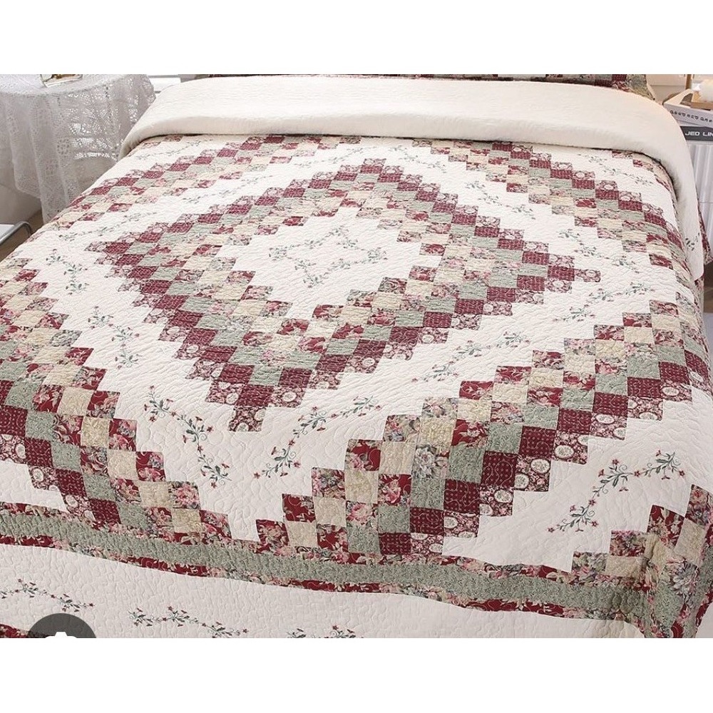JCPenney Home Expressions Patchwork Quilt 80x110 Floral Embroidered Cottage